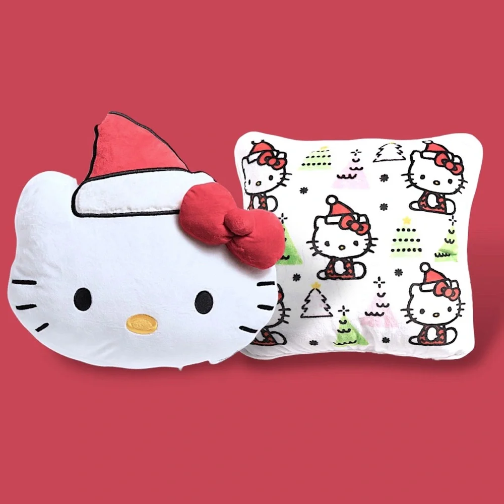 Hello Kitty and Friends Christmas White Red Green Decorative Pillows 2 Pack